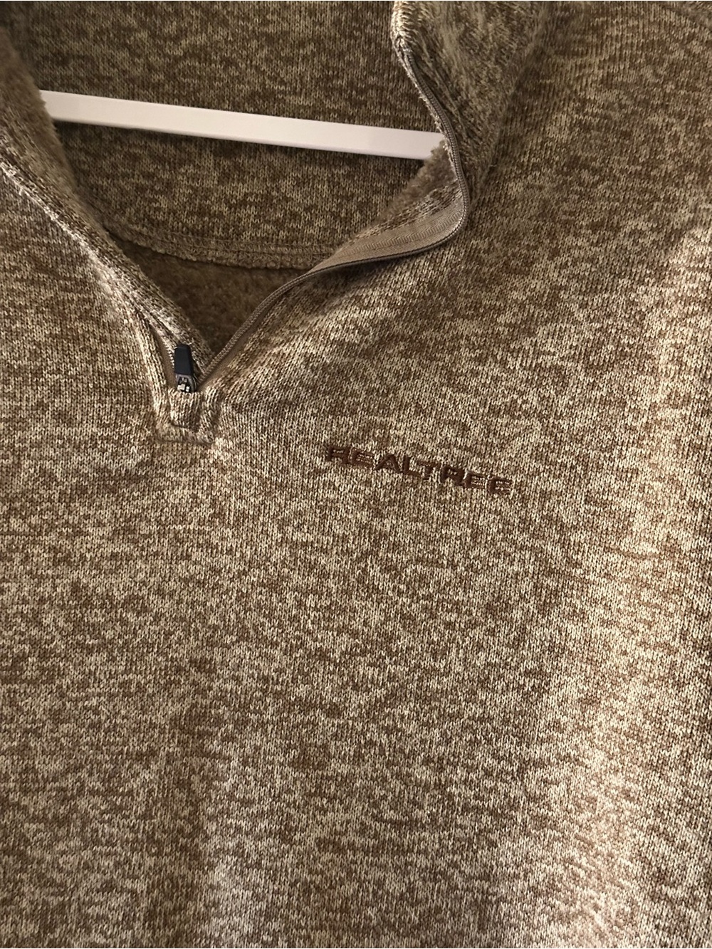 Realtree Men's Heathered Olive Zip-Neck Pullover